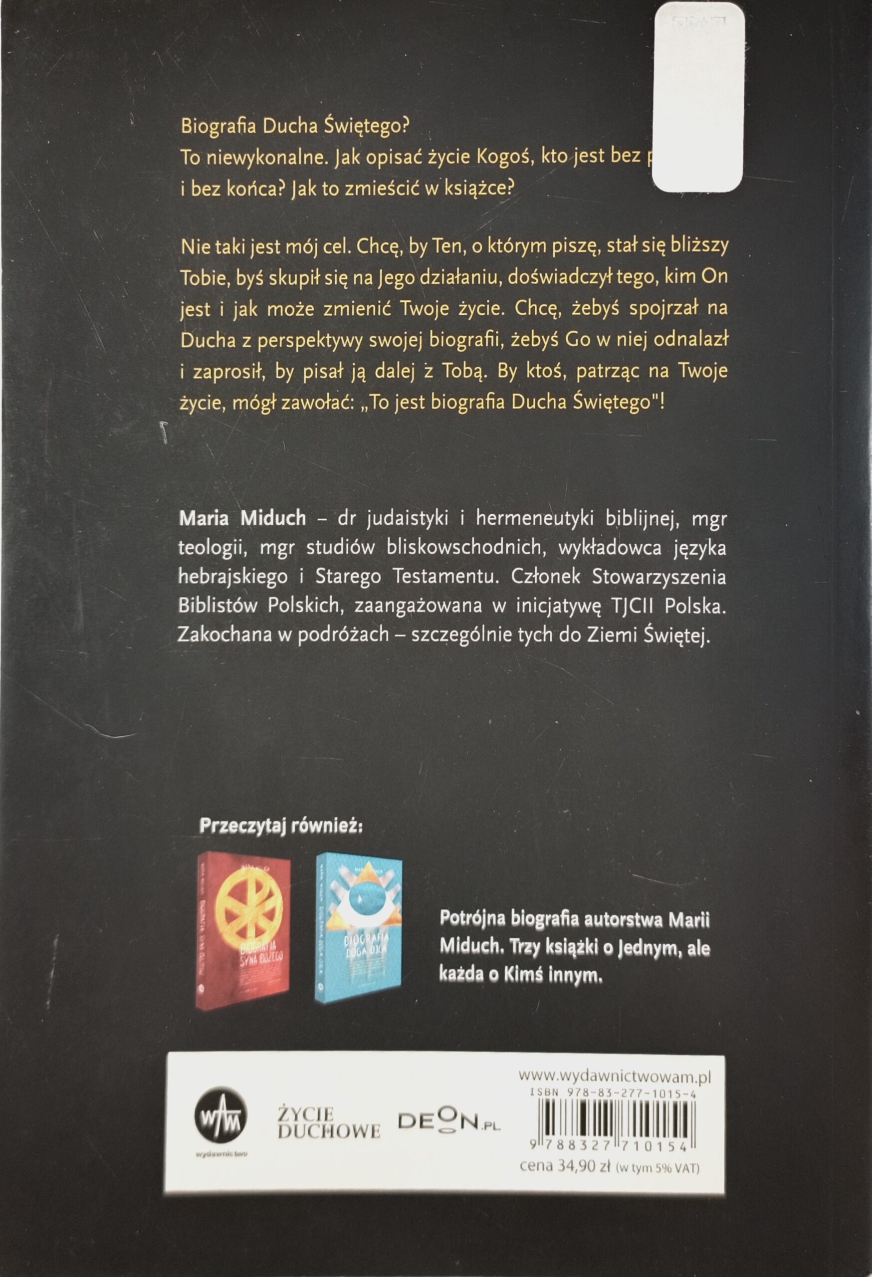 Biografia Ducha Swietego nota ksiazki w antykwariat Szczecin