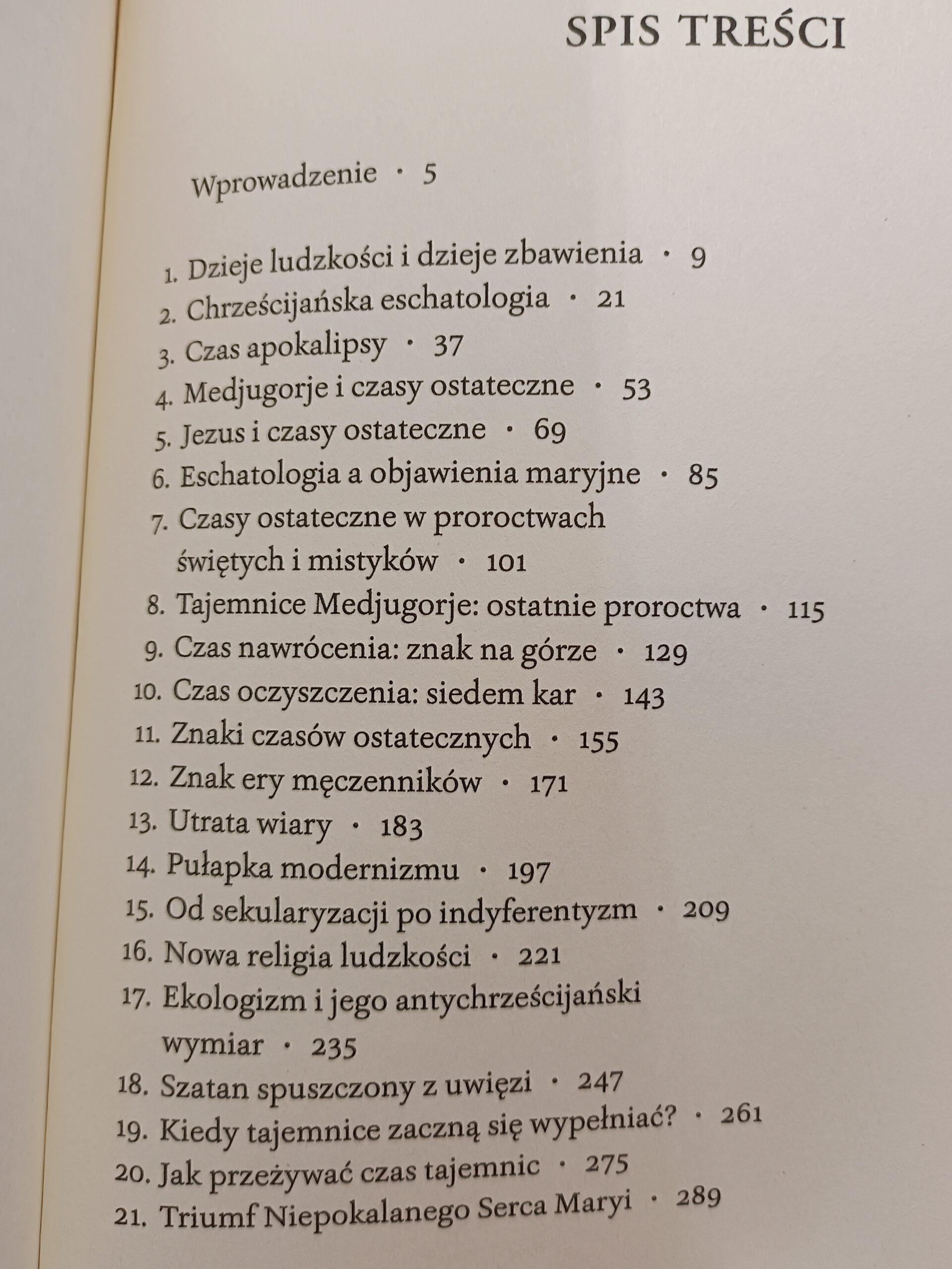 Czas tajemnic spis treści książki w antykwariat Szczecin