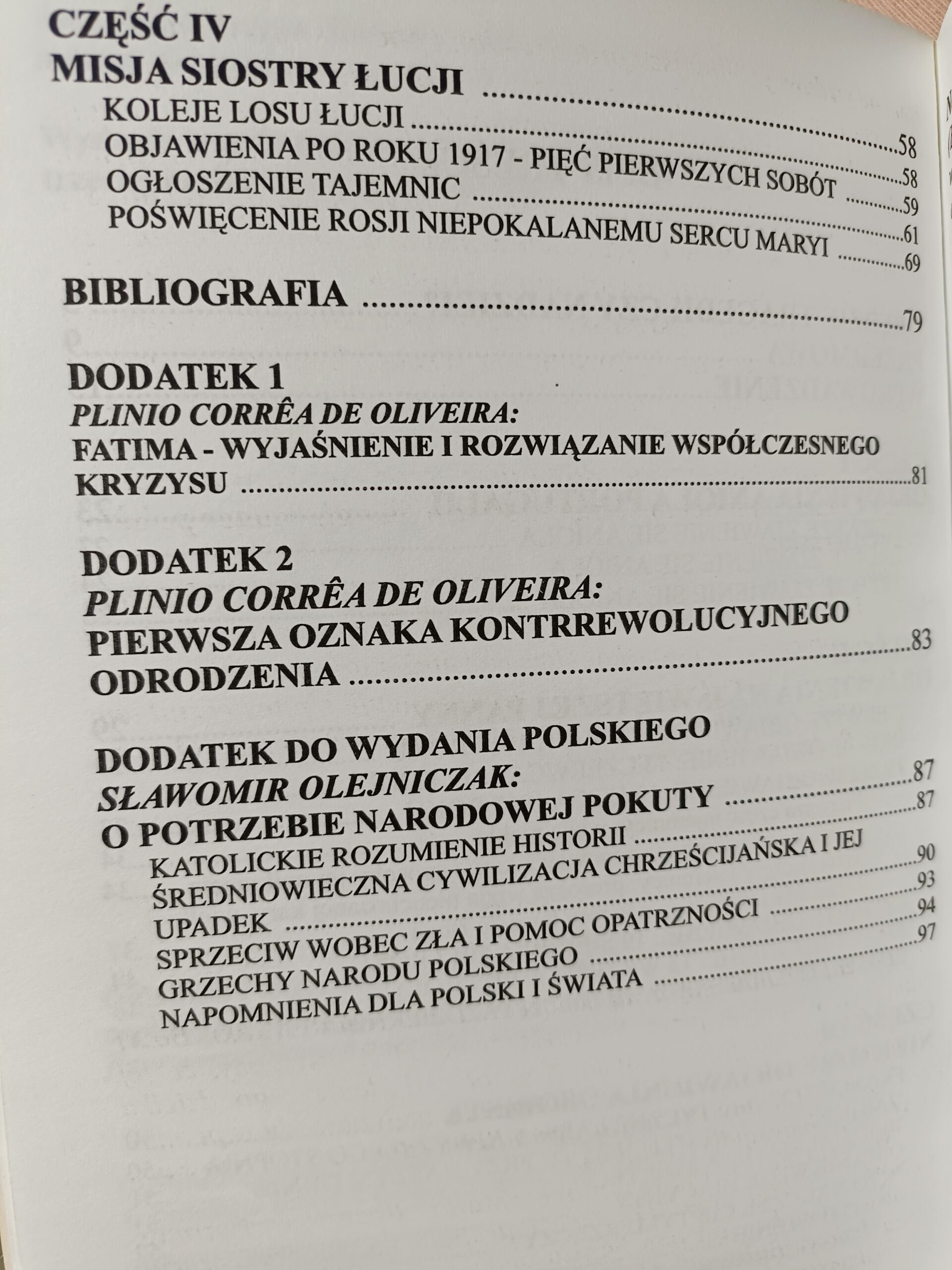 Fatima oredzie tragedii czy nadziei spis tresci 2 ksiazki w antykwariat Szczecin