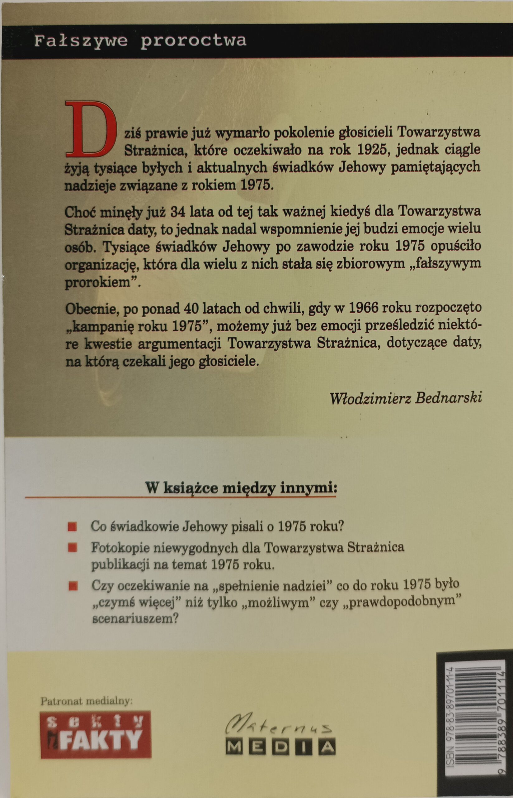 Armagedon w 1975 roku nota od wydawcy ksiazki w antykwariat Szczecin