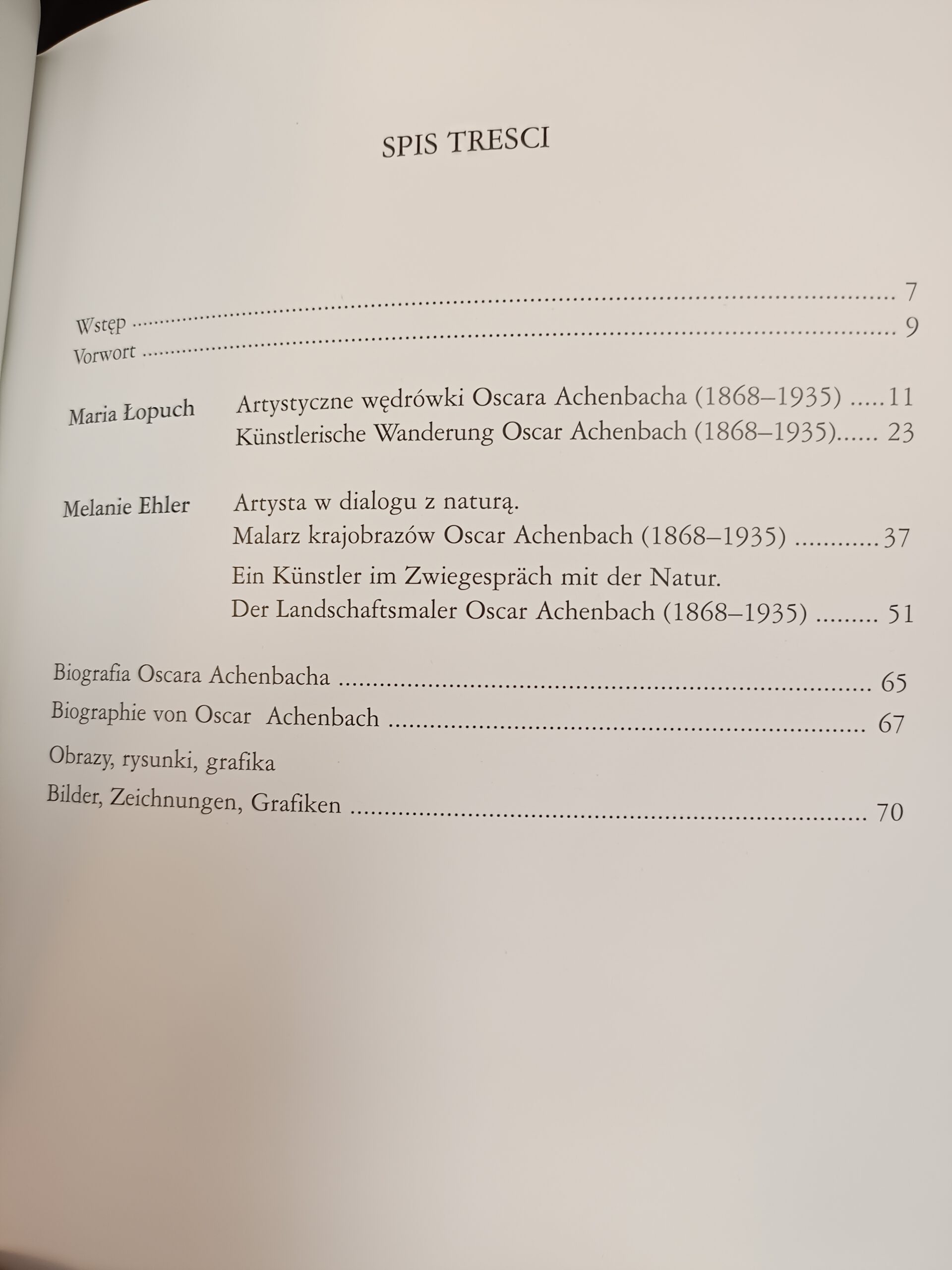 Oscar achenbach spis treści książki w antykwariat Szczecin