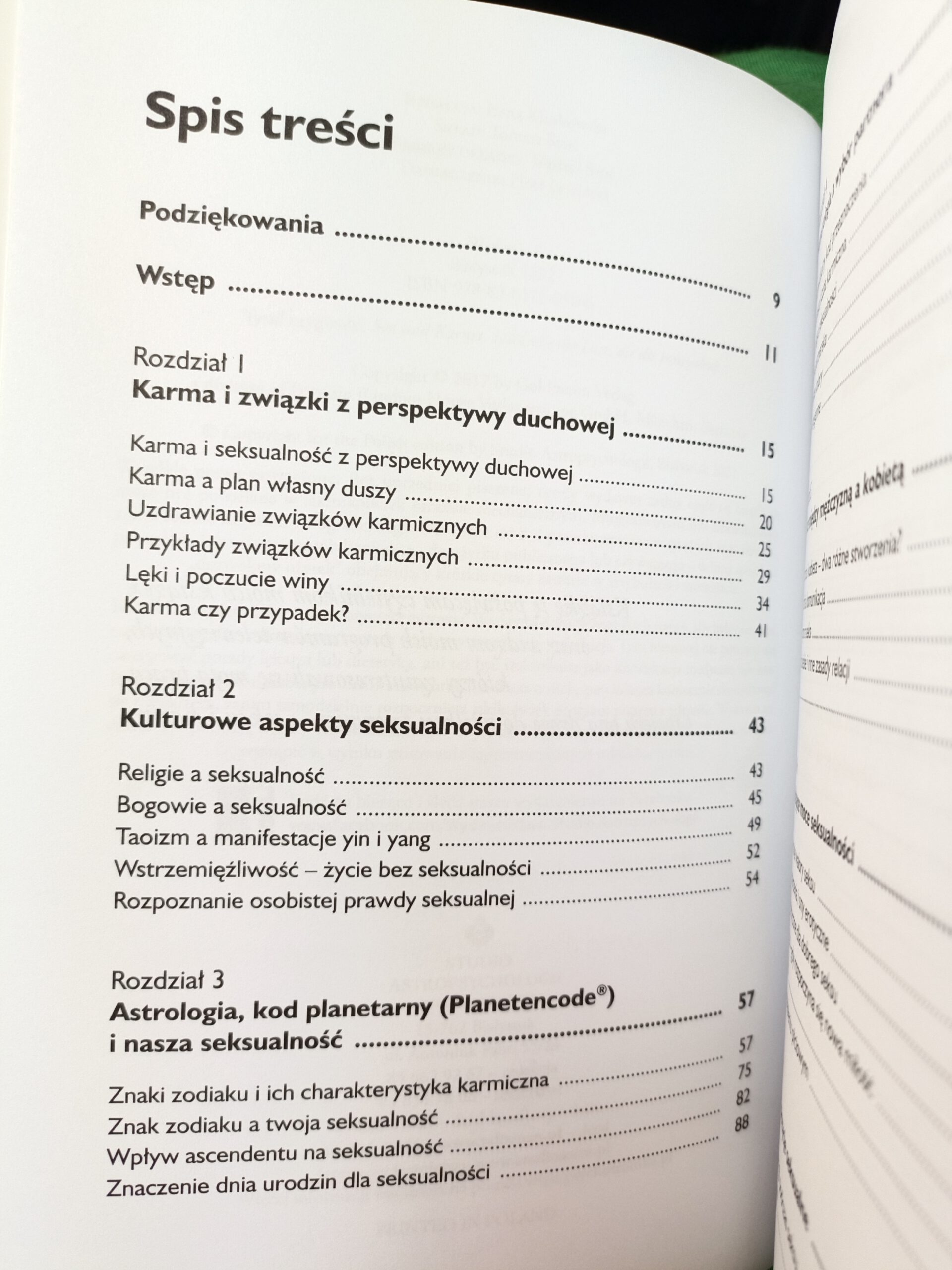 Seks i karma spis treści książki w antykwariat Szczecin