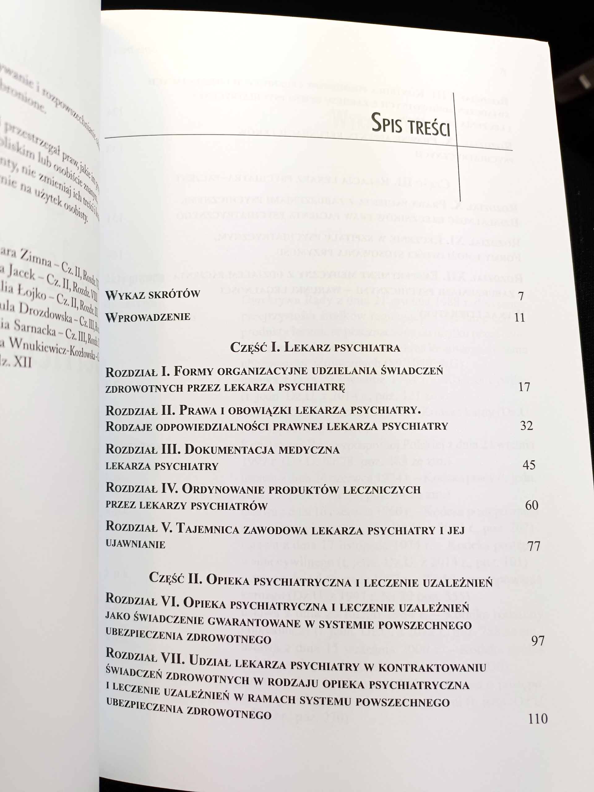 prawo medyczne dla lekarzy psychiatrów spis treści książki w antykwariat Szczecin