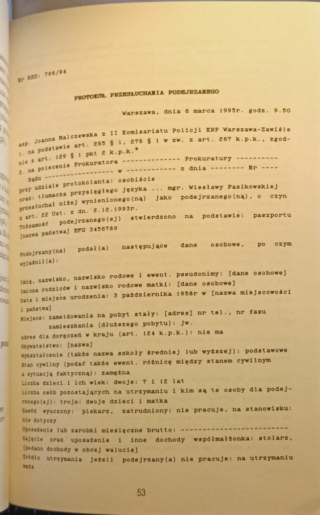 dokumenty polskie protokół przesłuchania podejrzanego wpis na blog antykwariatksiazkipl