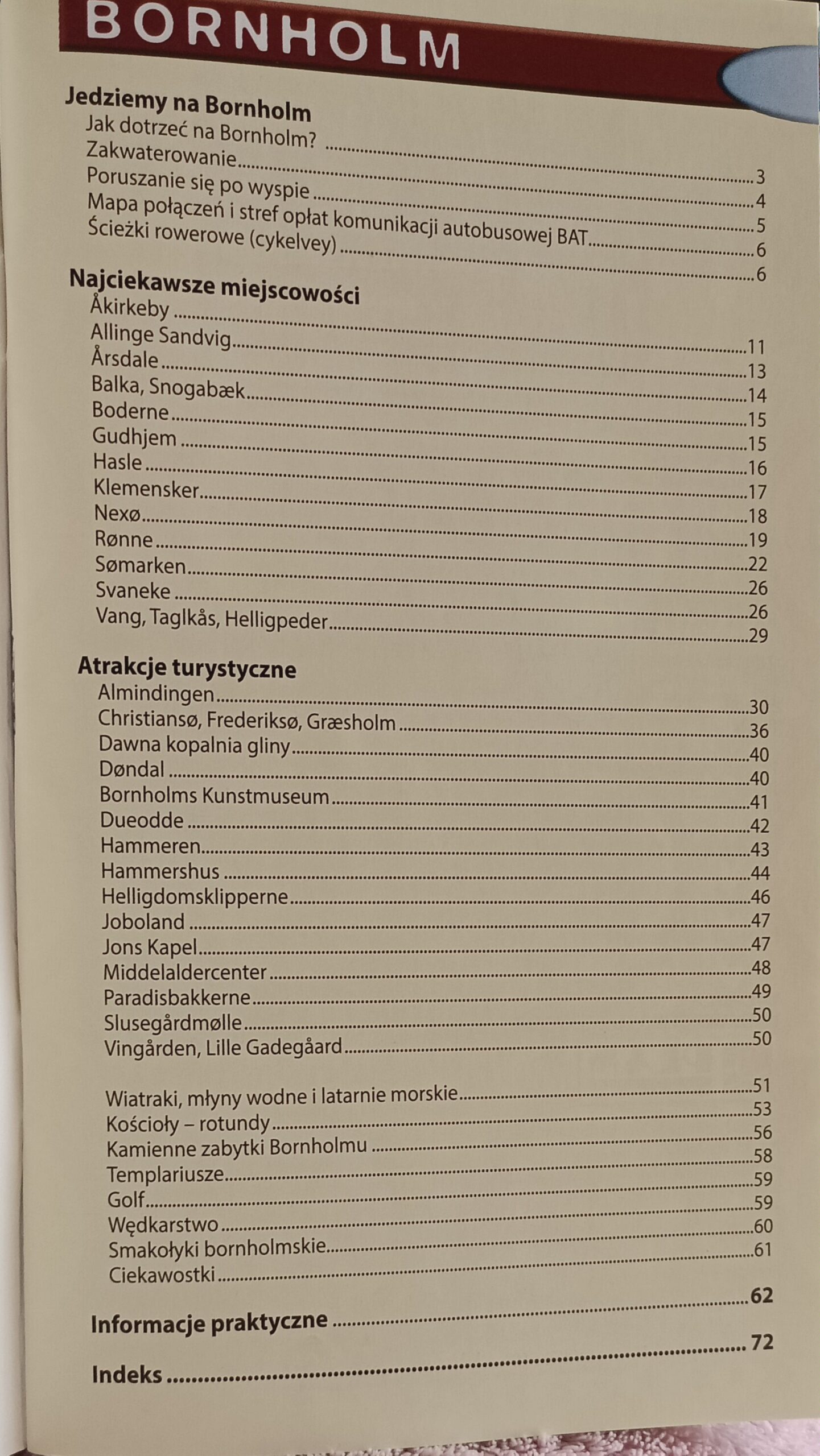 Bornholm przewodnik turystyczny spis treści książki w antykwariat książki używane Szczecin