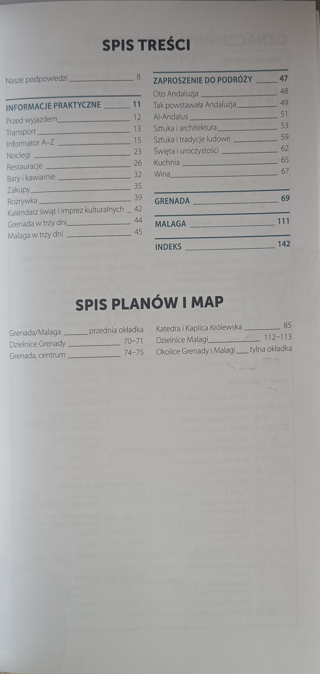 Grenada i Malaga spis treści książki w antykwariat książki używane Szczecin