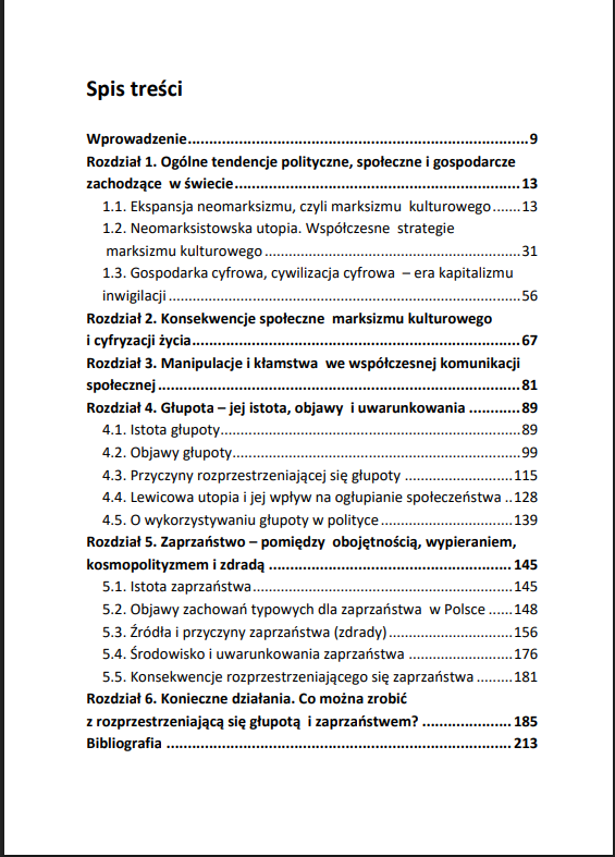 GŁUPOTA I ZAPRZEŃSTWO spis treści książki w antykwariat ksiazki uzywane Szczecin