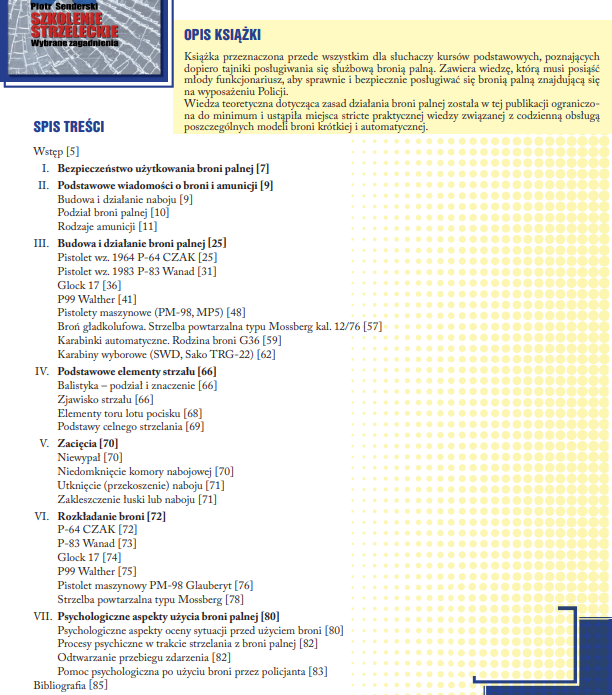 szkolenie strzeleckie wybrane zagadnienia spis tresci ksiazki w antykwariat ksiazki używane Szczecin