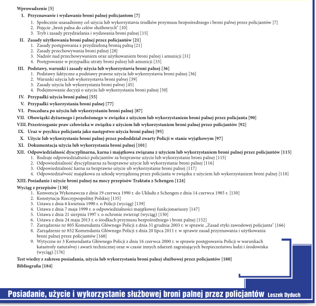 posiadanie uzycie i wykorzystanie służbowej broni palnej przez policjantów spis tresci okładki ksiazki w antykwariat ksiazki uzywane Szczecin